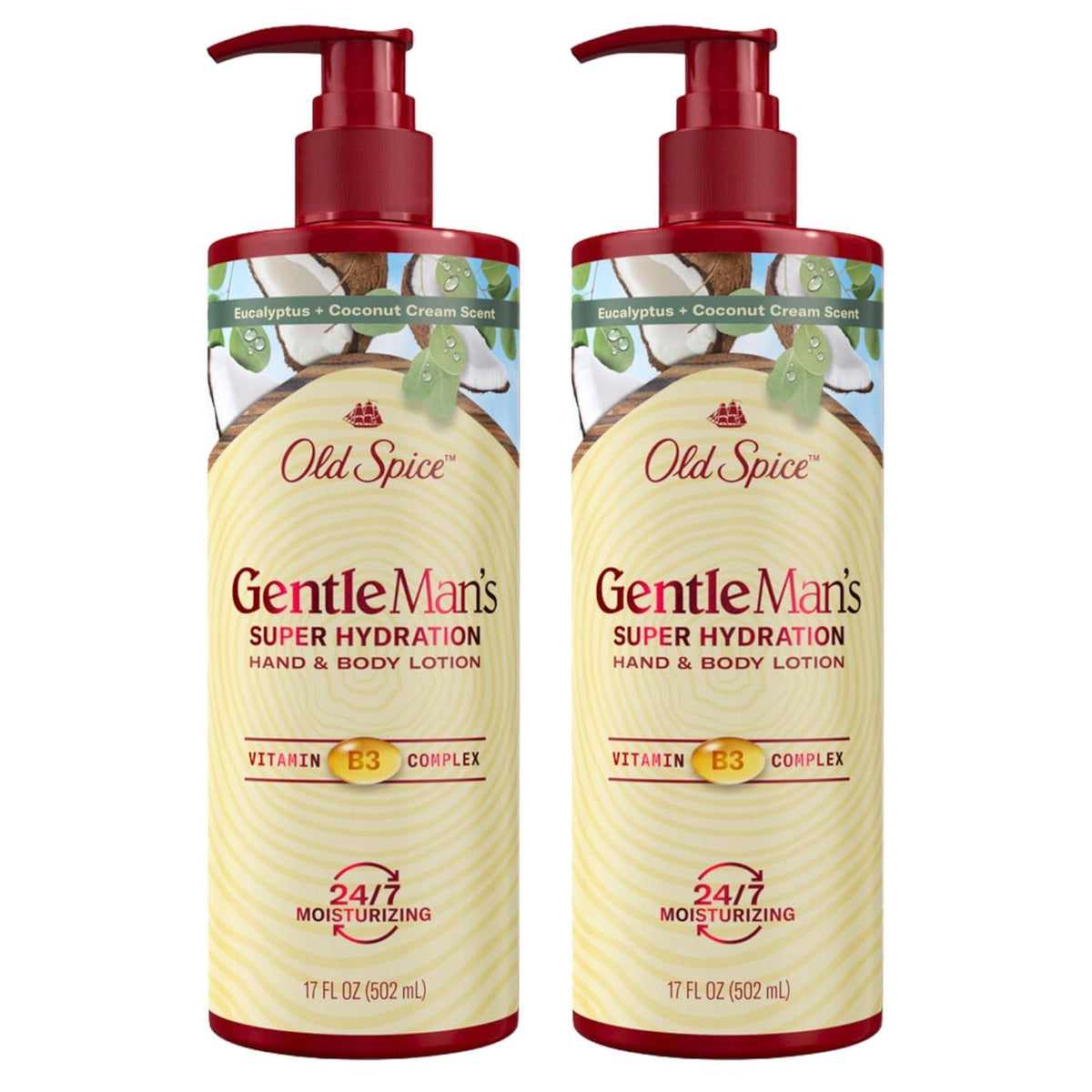 Old Spice bottle front packaging showing brand and hydrating benefits