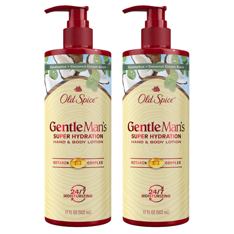 Old Spice bottle front packaging showing brand and hydrating benefits