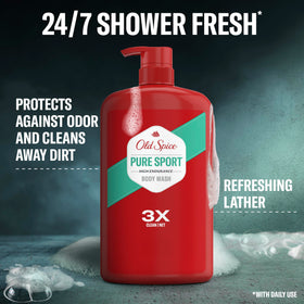 Old Spice label close-up highlighting scent and endurance benefits