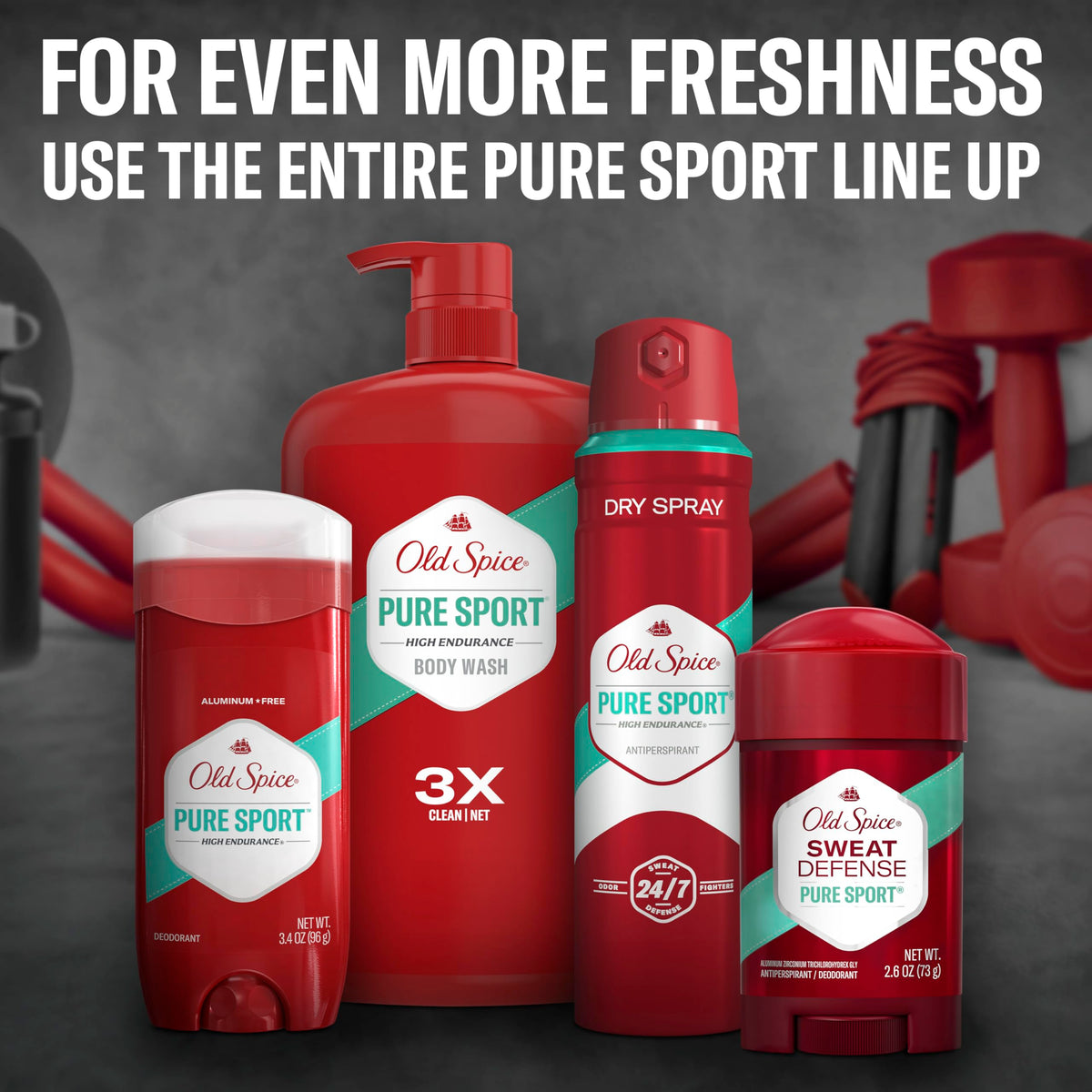 Old Spice four-pack stacked to show value and long-lasting supply