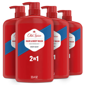 Old Spice bottle front packaging showing crisp scent and benefits