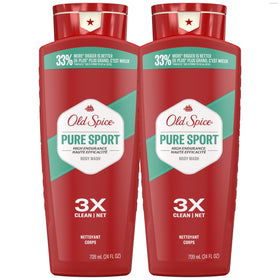 Old Spice front packaging showing Pure Sport scent and durable bottle benefit