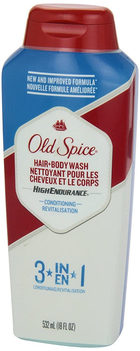Old Spice 18 oz bottle held in hand for size comparison and travel-ready benefit