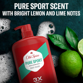 Old Spice bottle next to common items showing 33.4 oz scale