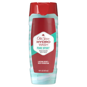 Old Spice Hydro Wash front bottle showing Pure Sport Plus scent and benefits