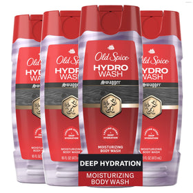 Old Spice Hydro Wash front packaging showing bold label and 16 oz size benefit