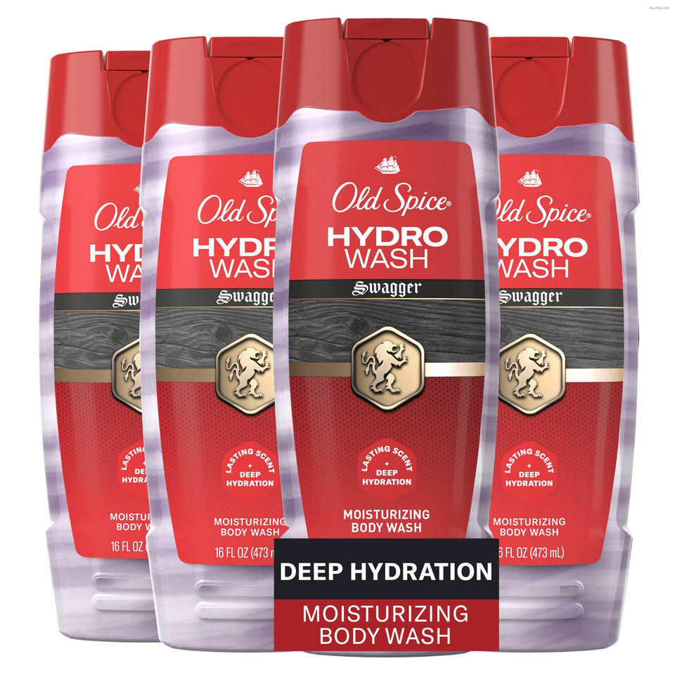 Old Spice Hydro Wash front packaging showing bold label and 16 oz size benefit