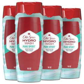 Old Spice Hydro Wash front packaging showing bottle and Pure Sport scent benefit