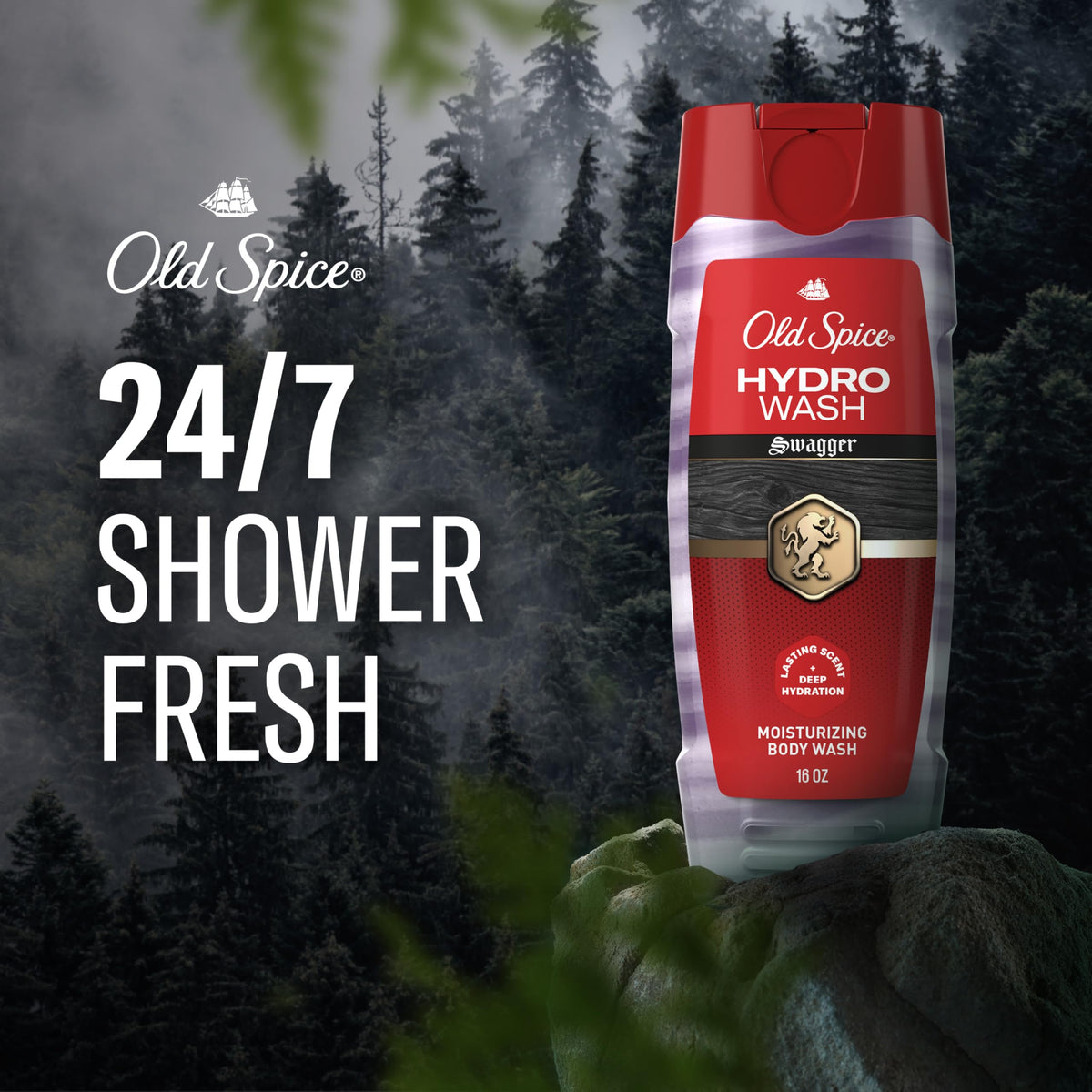 Old Spice Hydro Wash pump close-up producing creamy lather for deep hydration