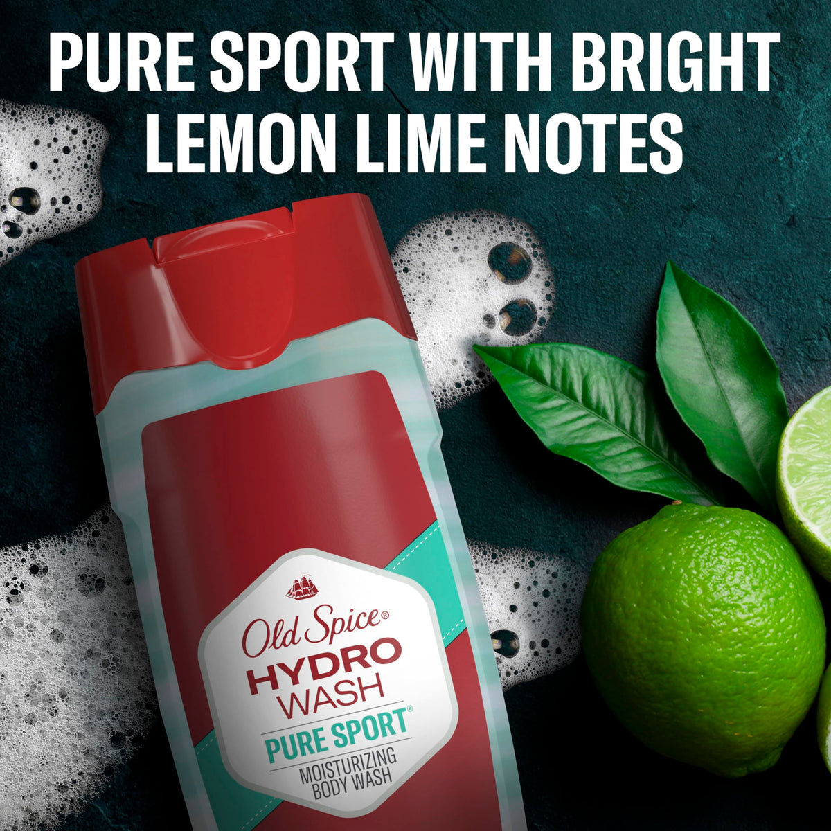 Old Spice Hydro Wash beside everyday items showing 16 oz size context