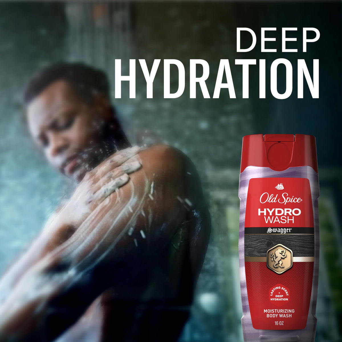 Old Spice Hydro Wash close-up foam texture showing moisturizing lather benefit