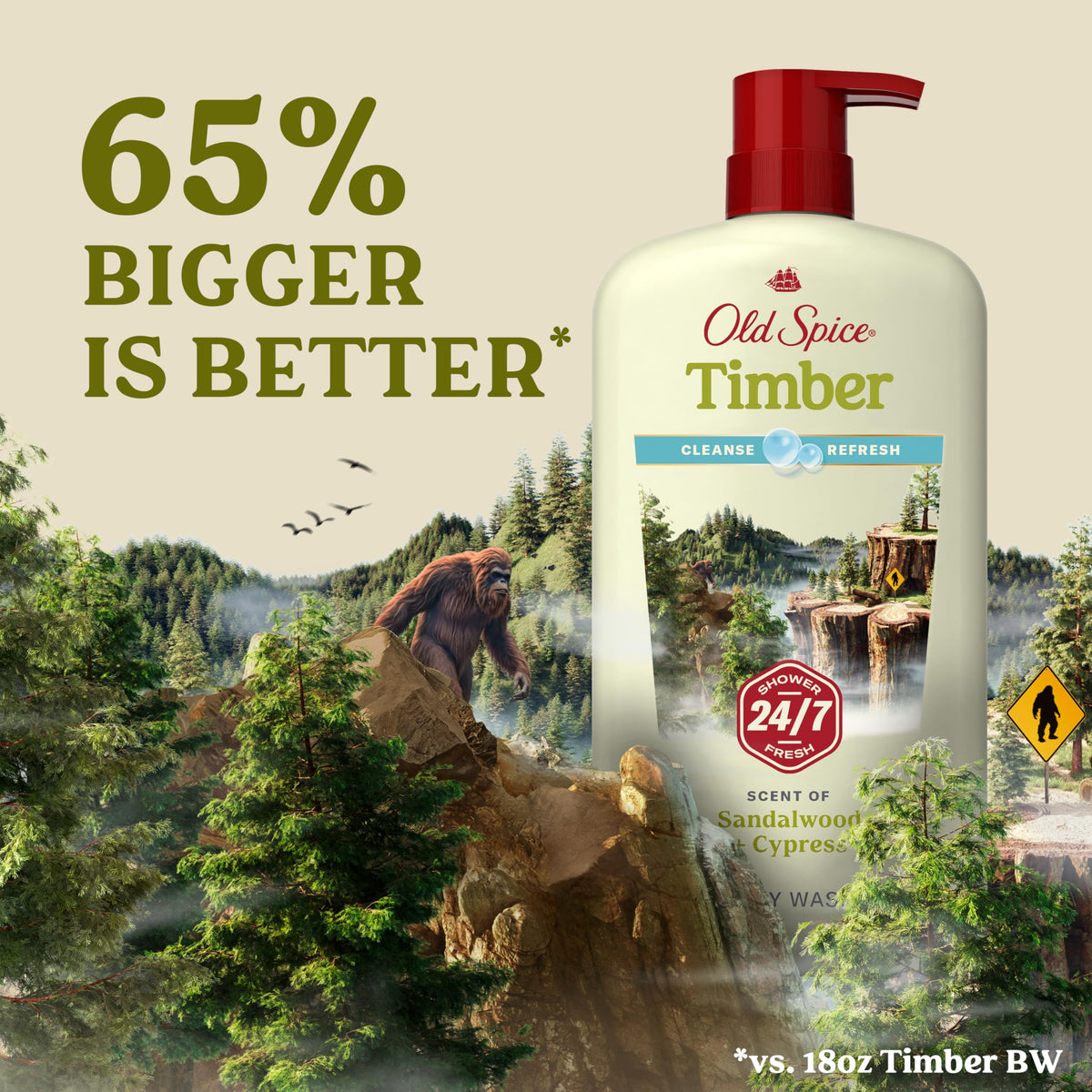 Old Spice body wash in use under shower illustrating refresh and clean feeling