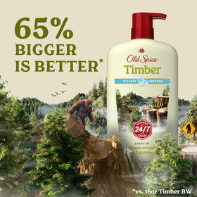 Old Spice body wash in use under shower illustrating refresh and clean feeling
