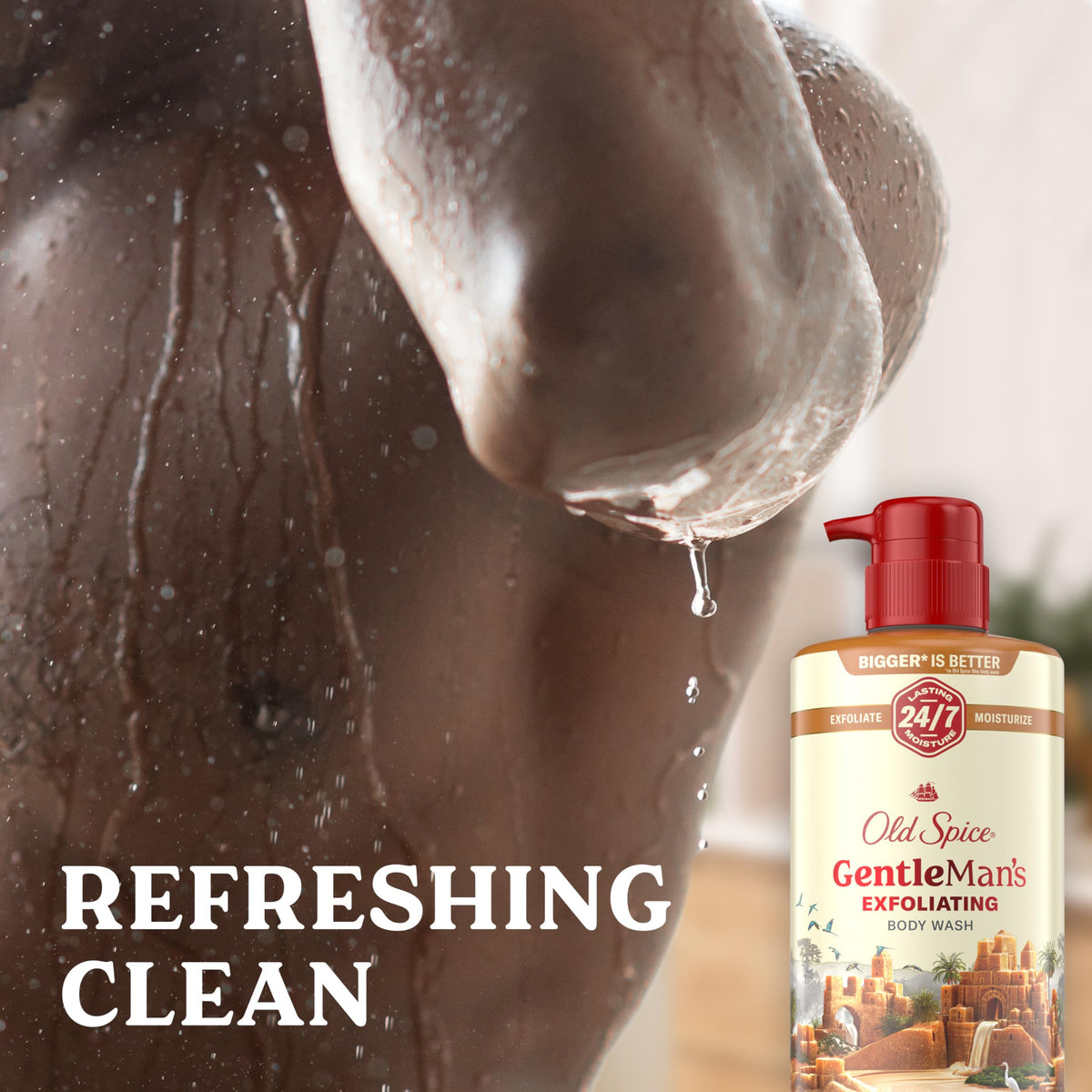 Old Spice close-up on vitamin B3 ingredient for renewing benefit