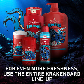 Old Spice Krakengard bottle on bathroom shelf fitting into daily routine