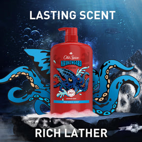 Old Spice Krakengard flip-top cap and dispense action showing easy single-handed use benefit
