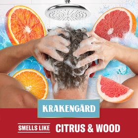 Old Spice Krakengard held in hand indicating 13.5 fl oz size for lasting supply
