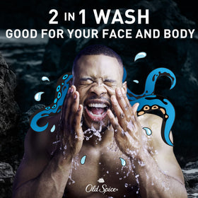 Old Spice Krakengard rich foam texture on hand demonstrating deep clean