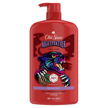 Old Spice NightPanther front label showing scent and 33.4 oz size for clear identification