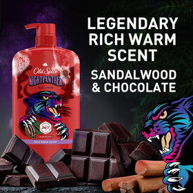 Old Spice NightPanther bottle on bathroom shelf in lifestyle setting for everyday use appeal