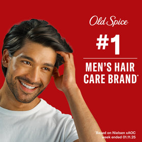 Old Spice morning routine lifestyle shot showing grooming confidence and pleasant scent benefit