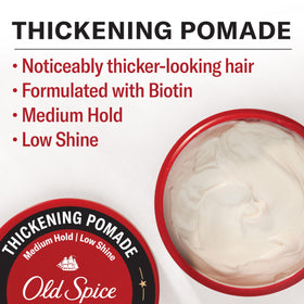 Old Spice close-up of pomade texture in jar, visualizes creamy consistency and spreadability