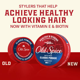 Old Spice pomade open close-up showing smooth matte texture for easy styling