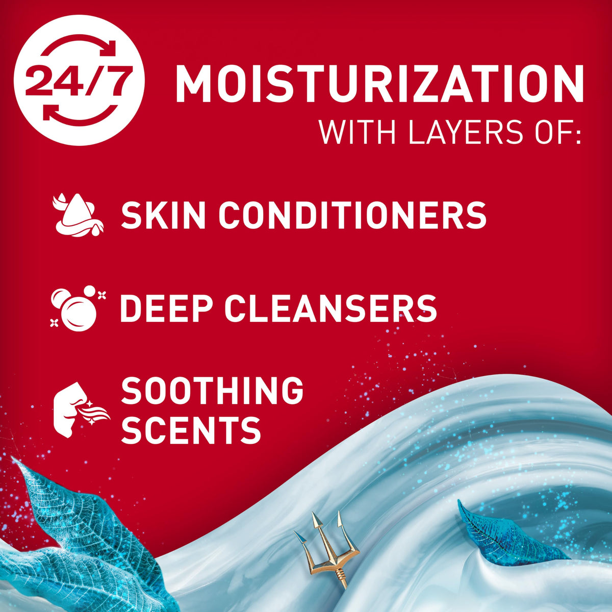 Old Spice pump and label close-up highlighting ingredients and easy dispense