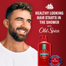 Man using Old Spice Pure Sport in shower demonstrating quick, effective routine