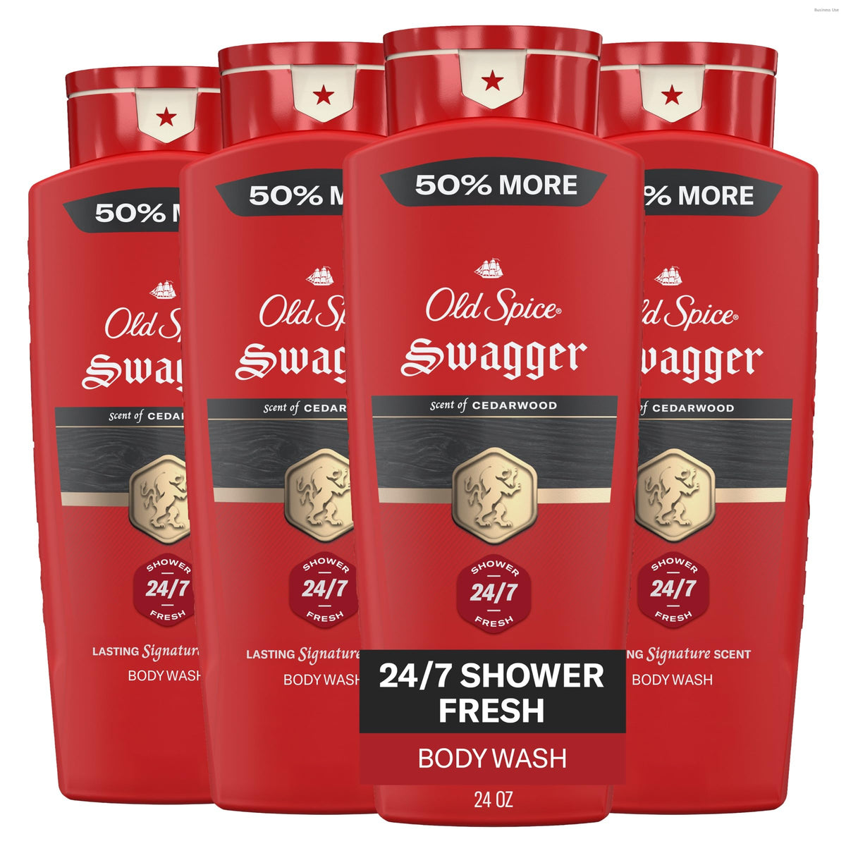 Old Spice bottle front packaging showing Swagger cedarwood scent and bold label