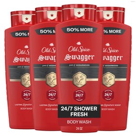 Old Spice bottle front packaging showing Swagger cedarwood scent and bold label