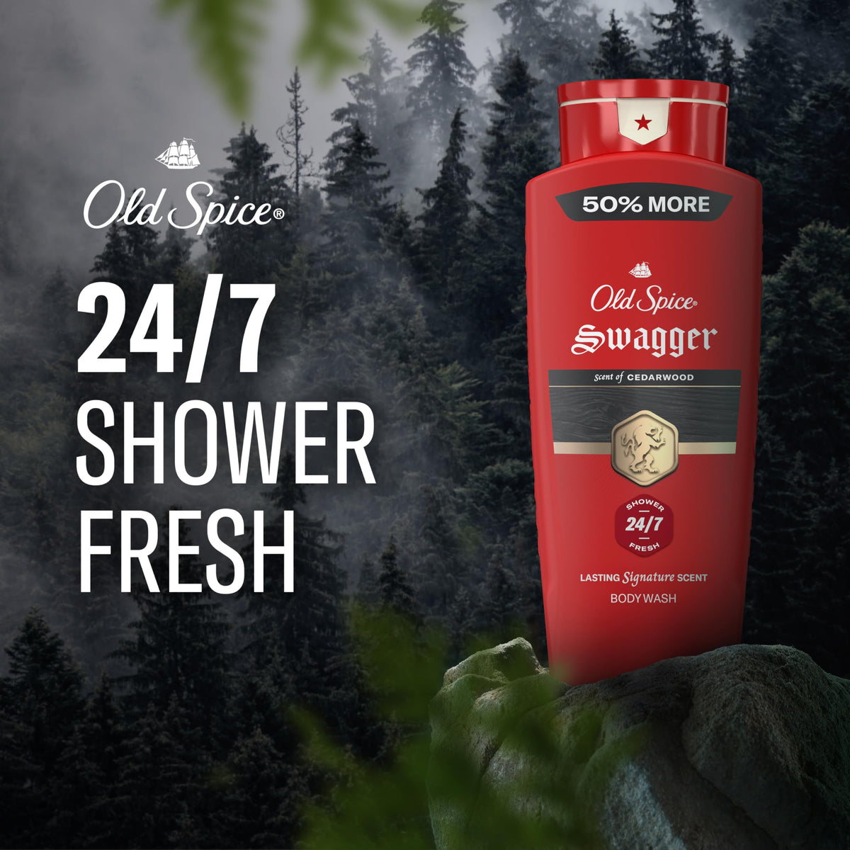 Old Spice bottle cap and pump detail for easy open and controlled dispensing