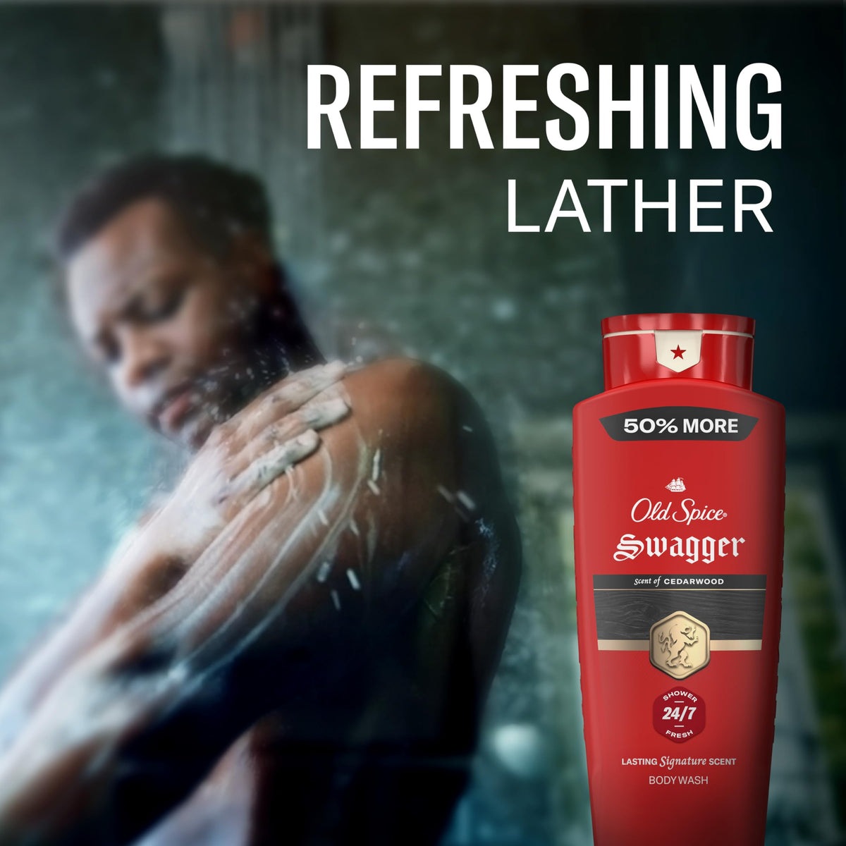 Old Spice lather texture close-up demonstrating rich foam and skin coverage