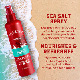 Old Spice sea salt next to ruler showing 8.5 fl oz size and travel convenience