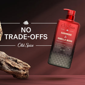 Old Spice 20 oz bottle next to common items to show size benefit
