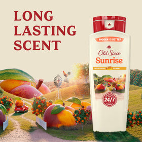 Old Spice peach and mandarin peel arrangement for bright scent imagery