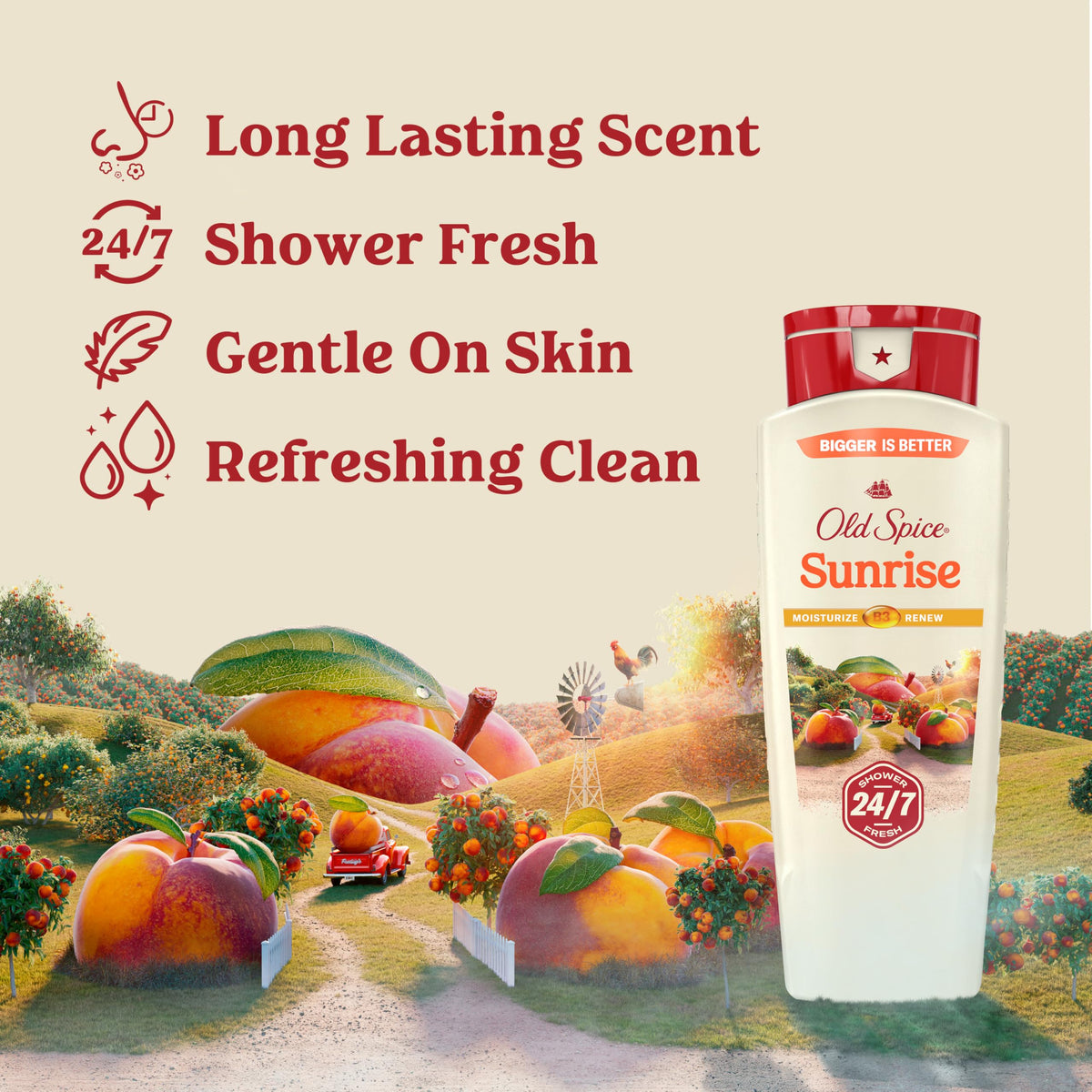 Old Spice pump top close-up for easy dispensing and controlled use