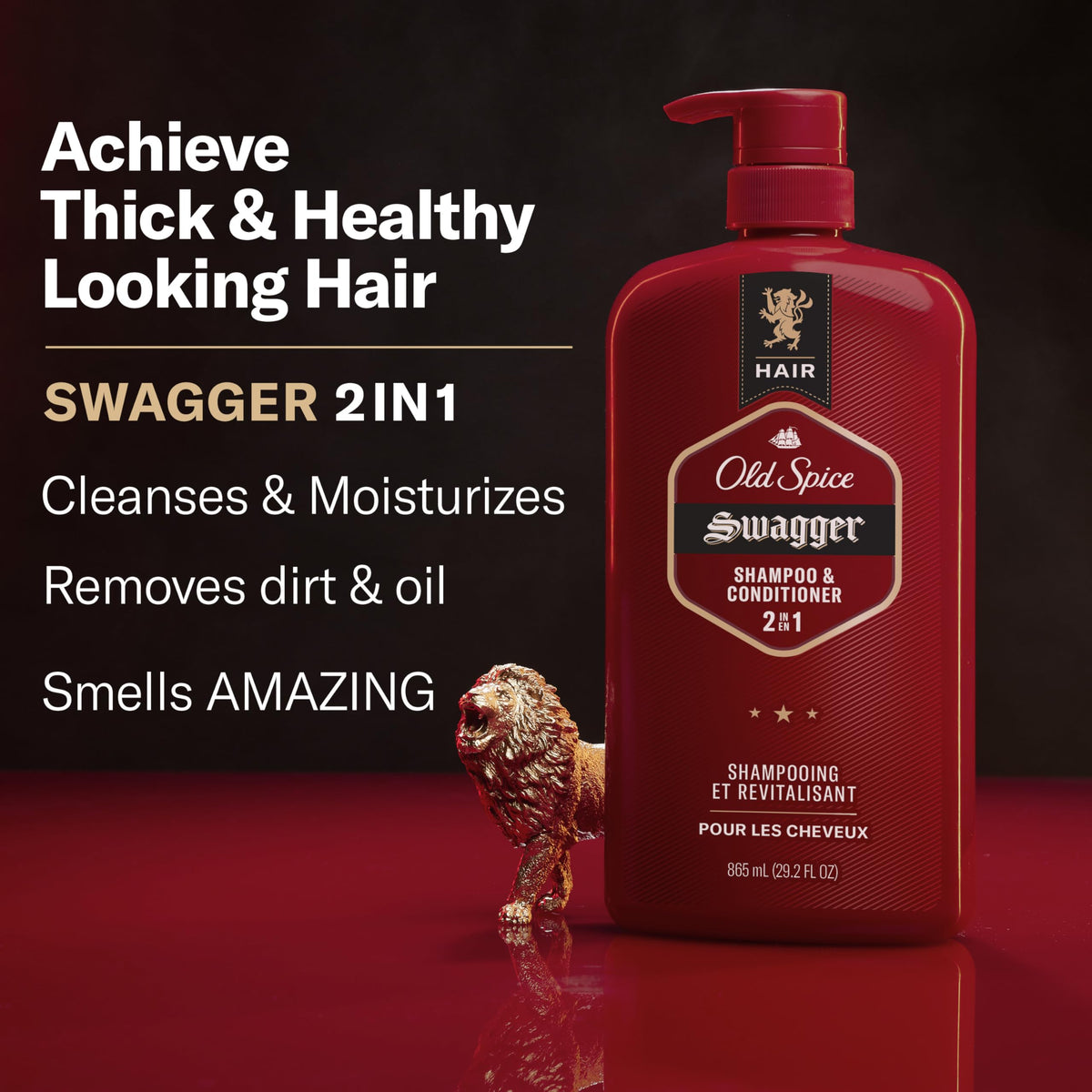 Old Spice Swagger back label displaying ingredients and usage benefits