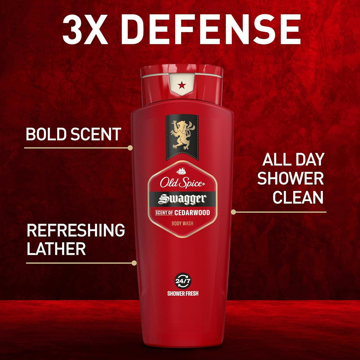 Old Spice Swagger back label with ingredients and usage directions benefit