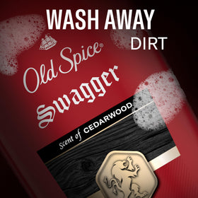 Old Spice Swagger bottle in shower setting showing in-use freshness benefit