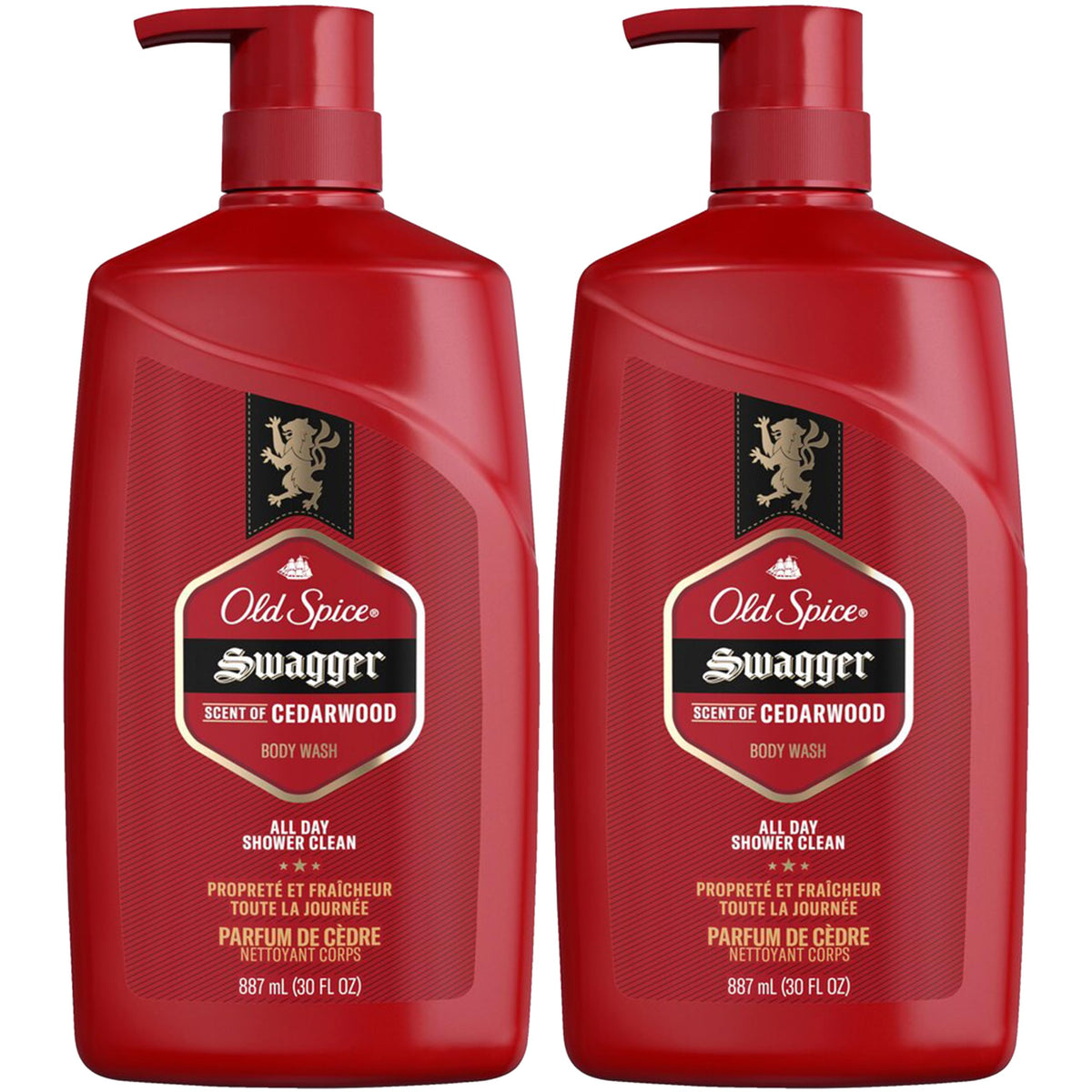 Old Spice Swagger front packaging showing bold 30 oz bottles and confident scent