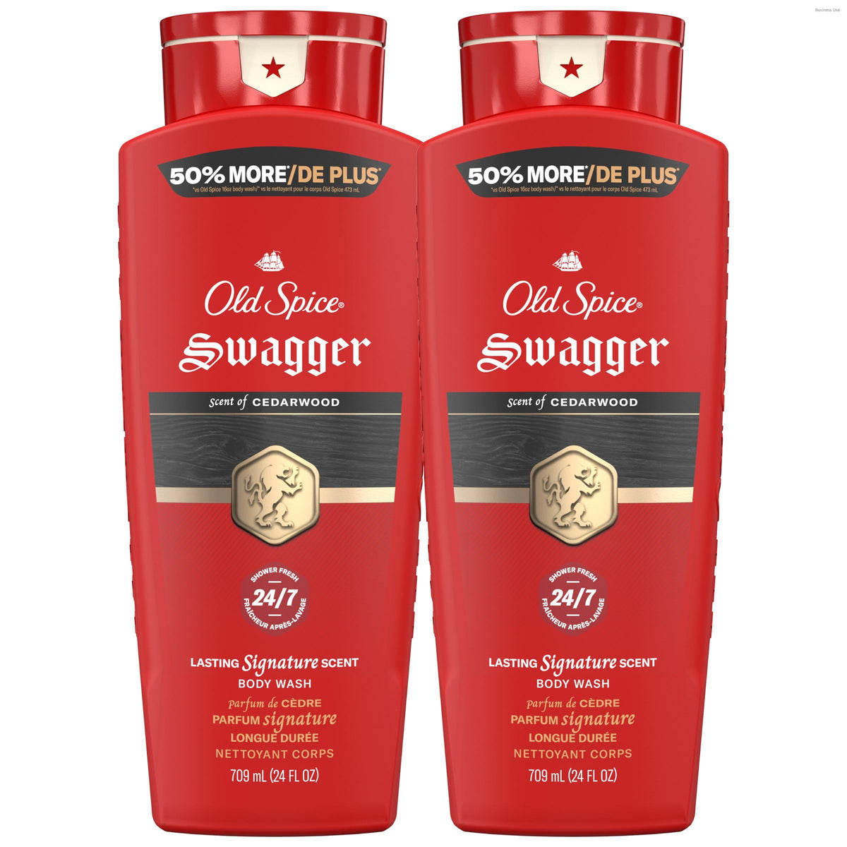 Old Spice Swagger front packaging showing bold red bottle and scent, inspires confidence