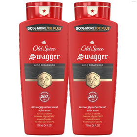 Old Spice Swagger front packaging showing bold red bottle and scent, inspires confidence