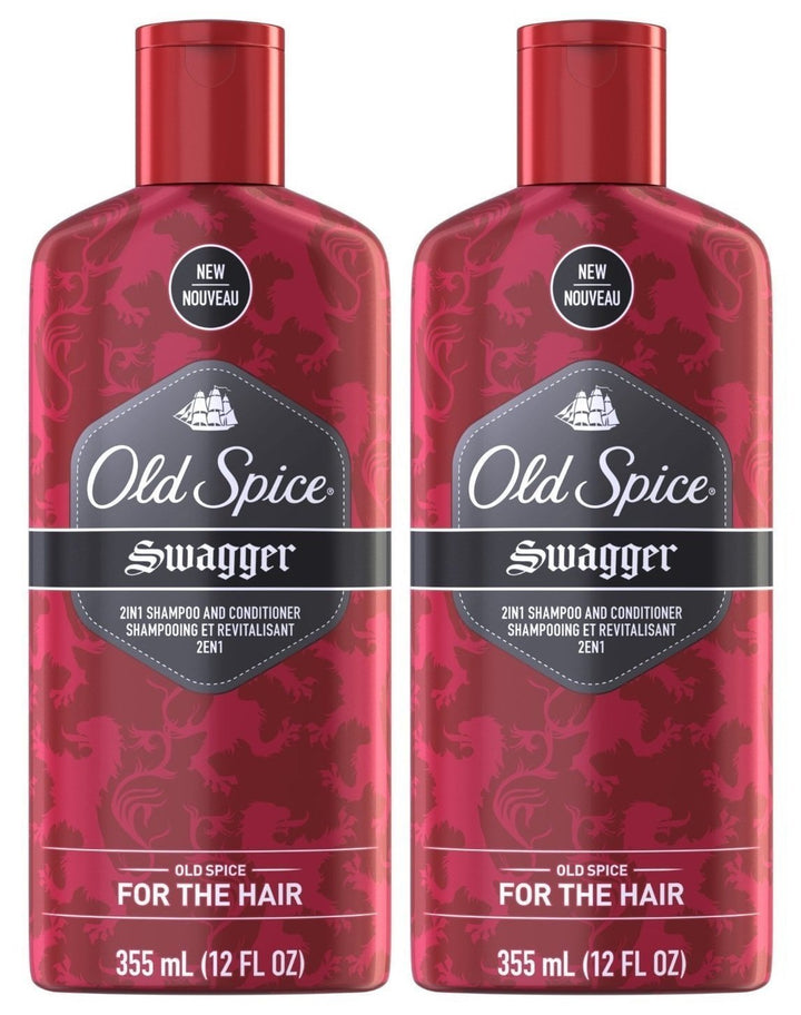 Old Spice Swagger front packaging showing 12 oz bottle and bold fragrance benefit