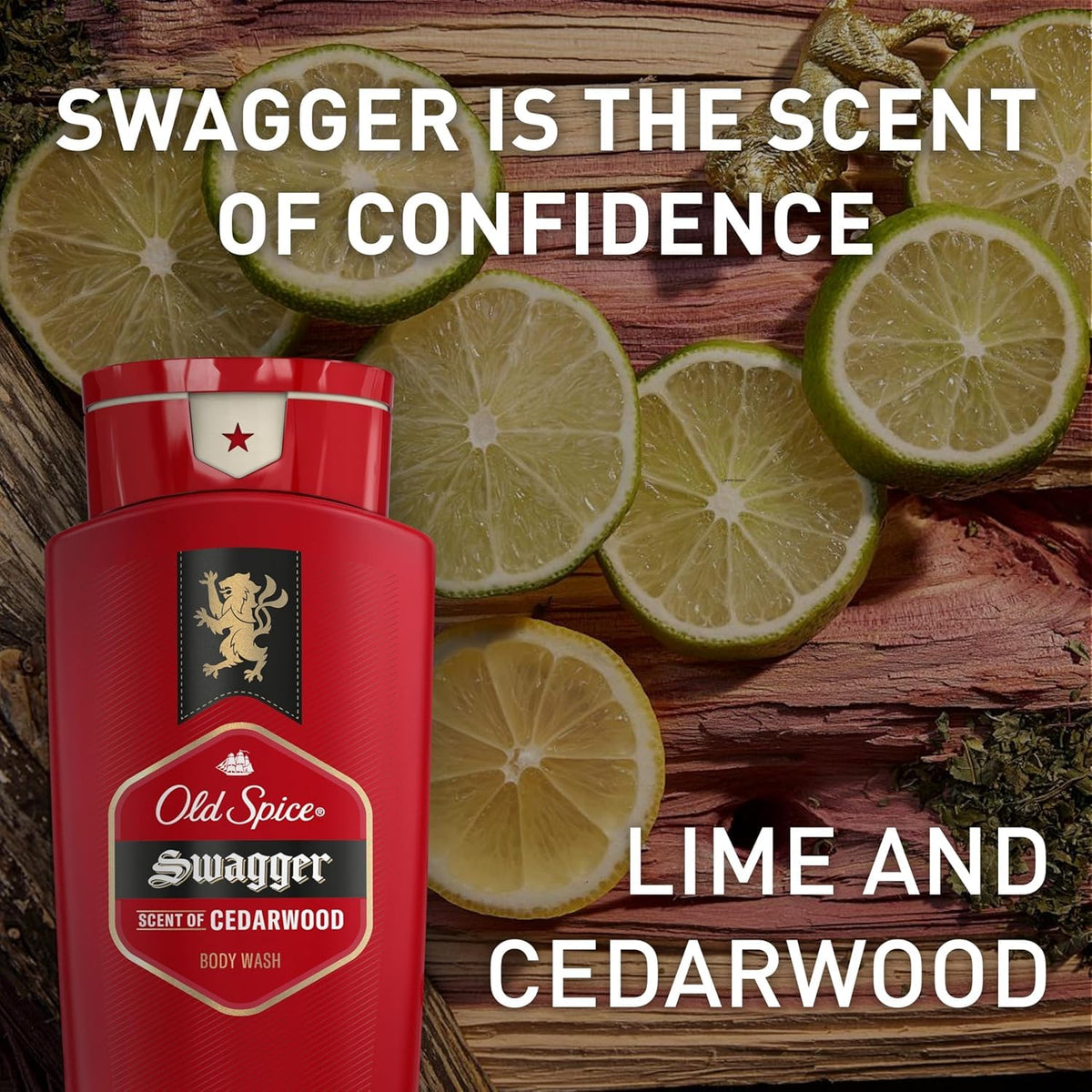 Old Spice Swagger in-shower lifestyle shot conveying fresh-confidence benefit
