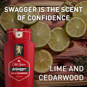 Old Spice Swagger in-shower lifestyle shot conveying fresh-confidence benefit