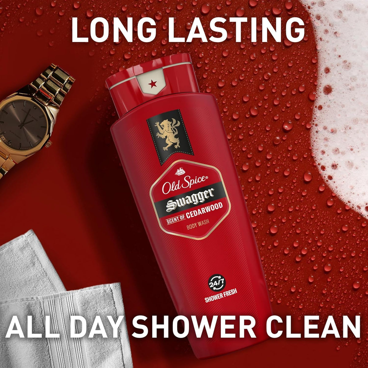 Old Spice Swagger size comparison in hand to show 16 oz practical benefit