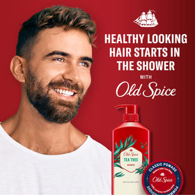 Old Spice twin pack staged on bathroom shelf for value and storage