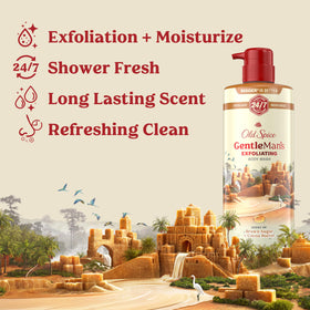 Old Spice creamy lather texture demonstrating gentle exfoliation benefit
