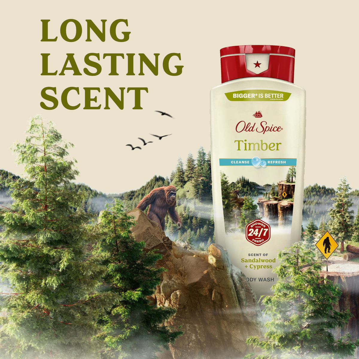 Old Spice bottle in shower being used demonstrating gentle daily cleansing